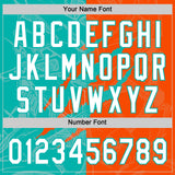 Custom Graffiti Pattern White Orange-Aqua 3D Scratch Two-Button Unisex Softball Jersey