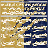 Custom Graffiti Pattern White Navy-Old Gold 3D Scratch Two-Button Unisex Softball Jersey