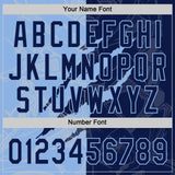 Custom Graffiti Pattern Navy-Light Blue 3D Scratch Two-Button Unisex Softball Jersey