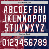 Custom Graffiti Pattern White Navy-Crimson 3D Scratch Two-Button Unisex Softball Jersey