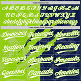 Custom Graffiti Pattern White Navy-Neon Green 3D Scratch Two-Button Unisex Softball Jersey