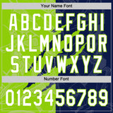 Custom Graffiti Pattern White Navy-Neon Green 3D Scratch Two-Button Unisex Softball Jersey