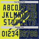 Custom Graffiti Pattern Navy-Neon Yellow 3D Scratch Two-Button Unisex Softball Jersey