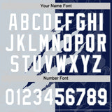 Custom Graffiti Pattern White Navy-Silver 3D Scratch Two-Button Unisex Softball Jersey