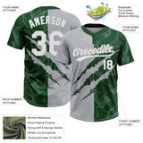Custom Graffiti Pattern White Green-Gray 3D Scratch Two-Button Unisex Softball Jersey