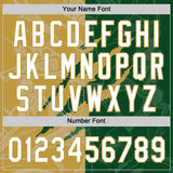 Custom Graffiti Pattern White Kelly Green-Old Gold 3D Scratch Two-Button Unisex Softball Jersey