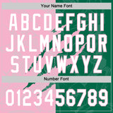 Custom Graffiti Pattern White Kelly Green-Light Pink 3D Scratch Two-Button Unisex Softball Jersey