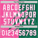 Custom Graffiti Pattern White Kelly Green-Pink 3D Scratch Two-Button Unisex Softball Jersey