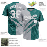 Custom Graffiti Pattern White Teal-Gray 3D Scratch Two-Button Unisex Softball Jersey