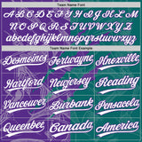 Custom Graffiti Pattern White Teal-Purple 3D Scratch Two-Button Unisex Softball Jersey
