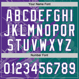 Custom Graffiti Pattern White Teal-Purple 3D Scratch Two-Button Unisex Softball Jersey