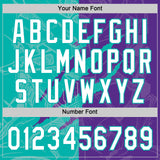 Custom Graffiti Pattern White Purple-Aqua 3D Scratch Two-Button Unisex Softball Jersey