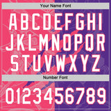 Custom Graffiti Pattern White Purple-Neon Pink 3D Scratch Two-Button Unisex Softball Jersey