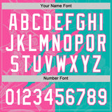 Custom Graffiti Pattern White Aqua-Pink 3D Scratch Two-Button Unisex Softball Jersey