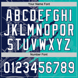 Custom Graffiti Pattern White Aqua-Navy 3D Scratch Two-Button Unisex Softball Jersey