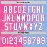 Custom Graffiti Pattern White Light Blue-Pink 3D Scratch Two-Button Unisex Softball Jersey