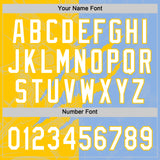 Custom Graffiti Pattern White Light Blue-Yellow 3D Scratch Two-Button Unisex Softball Jersey