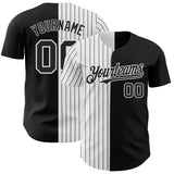 Custom Black White-Black Pinstripe Authentic Split Fashion Baseball Jersey