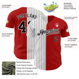 Custom Red White-Black Pinstripe Authentic Split Fashion Baseball Jersey