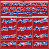 Custom Red White-Royal Pinstripe Authentic Split Fashion Baseball Jersey