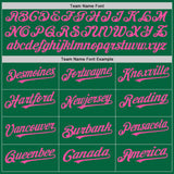 Custom Kelly Green White-Pink Pinstripe Authentic Split Fashion Baseball Jersey