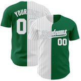 Custom Kelly Green White-Gray Pinstripe Authentic Split Fashion Baseball Jersey