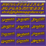 Custom Purple Gold-Black Pinstripe Authentic Split Fashion Baseball Jersey