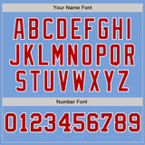 Custom Light Blue White-Red Pinstripe Authentic Split Fashion Baseball Jersey