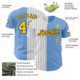 Custom Light Blue Yellow-Black Pinstripe Authentic Split Fashion Baseball Jersey