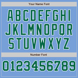 Custom Light Blue White-Kelly Green Pinstripe Authentic Split Fashion Baseball Jersey