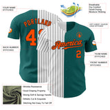 Custom Teal Orange-Black Pinstripe Authentic Split Fashion Baseball Jersey