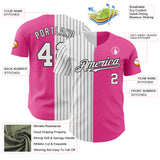 Custom Pink White-Black Pinstripe Authentic Split Fashion Baseball Jersey