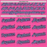 Custom Pink Light Blue-Black Pinstripe Authentic Split Fashion Baseball Jersey