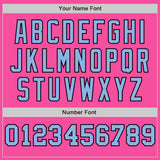 Custom Pink Light Blue-Black Pinstripe Authentic Split Fashion Baseball Jersey
