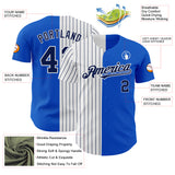 Custom Thunder Blue White-Navy Pinstripe Authentic Split Fashion Baseball Jersey