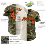 Custom Camo Orange Cream-Black Pinstripe Authentic Split Fashion Salute To Service Baseball Jersey