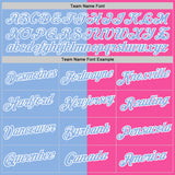 Custom Pink Light Blue-White Split Fashion Performance T-Shirt