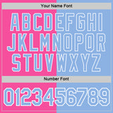 Custom Pink Light Blue-White Split Fashion Performance T-Shirt