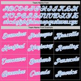 Custom Black Light Blue-Pink Split Fashion Performance T-Shirt