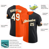 Custom Black Orange-Old Gold Split Fashion Performance T-Shirt