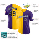 Custom Purple Black-Yellow Split Fashion Performance T-Shirt