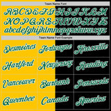 Custom Black Kelly Green-Yellow Split Fashion Performance T-Shirt