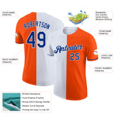 Custom Orange Royal-White Split Fashion Performance T-Shirt