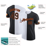 Custom Black White-Orange Split Fashion Performance T-Shirt