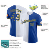 Custom Royal White-Yellow Split Fashion Performance T-Shirt