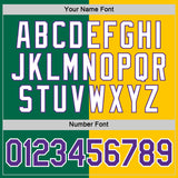 Custom Kelly Green Purple-Yellow Split Fashion Performance T-Shirt