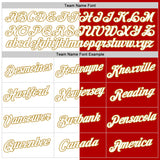 Custom Red White-Old Gold Split Fashion Performance T-Shirt