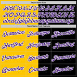 Custom Black Purple-Yellow Split Fashion Performance T-Shirt