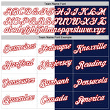 Custom Navy White-Red Split Fashion Performance T-Shirt