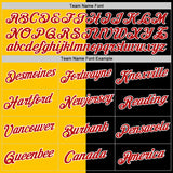 Custom Black Red-Yellow Split Fashion Performance T-Shirt